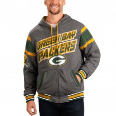 Толстовка на молнии Green Bay Packers G-III Sports by Carl Banks Extreme Full Back Reversible - Green/Gray