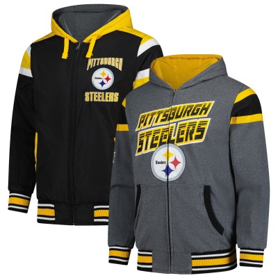 Кофта на молнии Pittsburgh Steelers G-III Sports by Carl Banks Extreme Full Back Reversible - Black/Gray