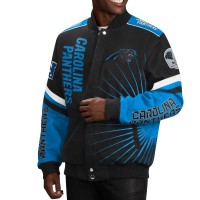 Carolina Panthers G-III Sports by Carl Banks Extreme Redzone Full-Snap Varsity Jacket - Black