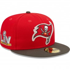 Бейсболка Tampa Bay Buccaneers New Era Super Bowl LV Letterman 59FIFTY - Red/Pewter