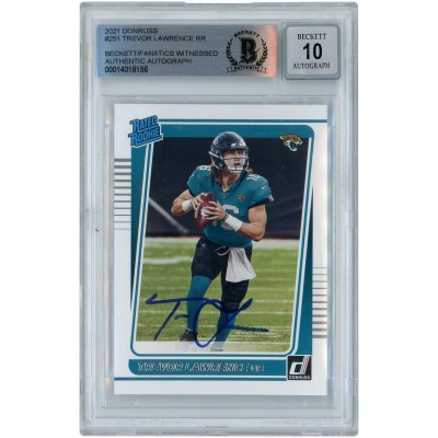 Autographed Jacksonville Jaguars Trevor Lawrence 2021 Donruss Rated Rookies #251 Beckett Fanatics Witnessed Authenticated 10 Rookie Card