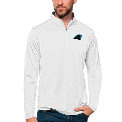 Пуловер Carolina Panthers Antigua White Tribute Quarter-Zip Lightweight Top