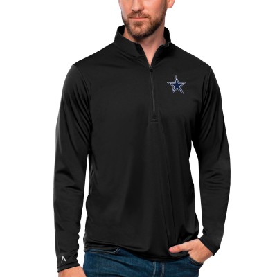 Кофта с длинным рукавом на короткой молнии Dallas Cowboys Antigua Tribute- Black
