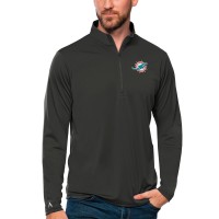 Miami Dolphins Antigua Charcoal Tribute Quarter-Zip Lightweight Pullover Top