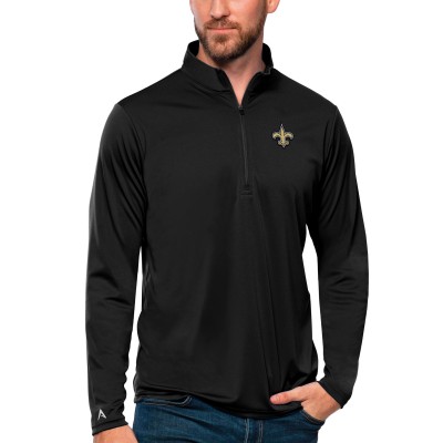 Кофта с длинным рукавом на короткой молнии New Orleans Saints Antigua Tribute- Black