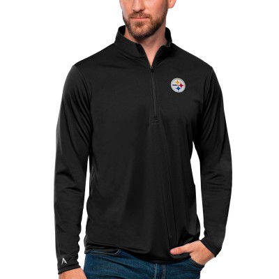 Pittsburgh Steelers Antigua Black Tribute Quarter-Zip Lightweight Pullover Top