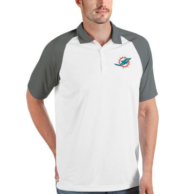 Miami Dolphins Antigua White/Steel Nova Polo