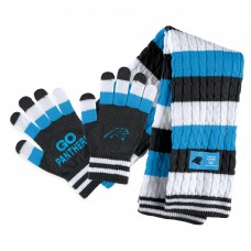 WoCarolina Panthers WEAR by Erin Andrews Striped Scarf & Gloves Set