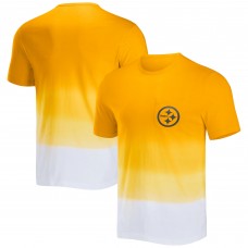 Pittsburgh Steelers NFL x Darius Rucker Collection by Fanatics Gold/White Dip Dye Pocket T-Shirt