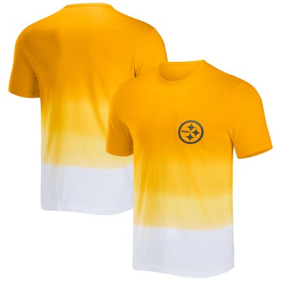 Pittsburgh Steelers NFL x Darius Rucker Collection by Fanatics Gold/White Dip Dye Pocket T-Shirt