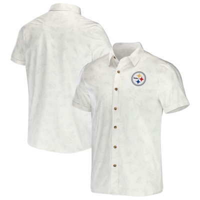 Pittsburgh Steelers NFL x Darius Rucker Collection by Fanatics White Woven Button-Up T-Shirt