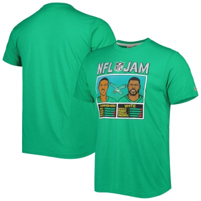 Футболка Randall Cunningham & Reggie White Philadelphia Eagles Homage NFL Retired Jam Tri-Blend - Heathered Kelly Green
