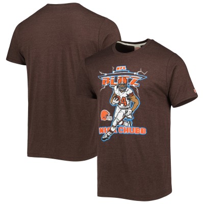 Футболка Nick Chubb Cleveland Browns Homage NFL Blitz Player Tri-Blend - Heathered Brown