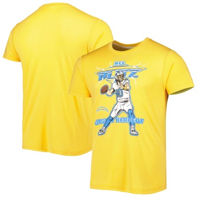 Футболка Justin Herbert Los Angeles Chargers Homage NFL Blitz Player Tri-Blend - Heathered Gold