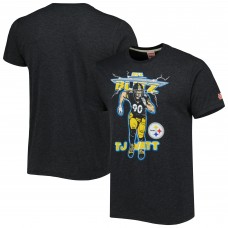 Футболка T.J. Watt Pittsburgh Steelers Homage NFL Blitz Player - Heathered Heather Charcoal