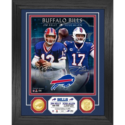 Buffalo Bills Jim Kelly & Josh Allen Highland Mint 13 x 16 Bronze Coin Photo Mint