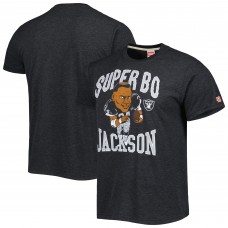 Las Vegas Raiders Bo Jackson Homage Heathered Heather Black Caricature Retired Player Tri-Blend T-Shirt