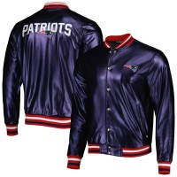 New England Patriots The Wild Collective Blue Metallic Bomber Full-Snap Jacket