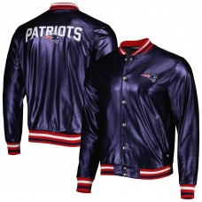 New England Patriots The Wild Collective Blue Metallic Bomber Full-Snap Jacket
