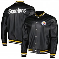 Pittsburgh Steelers The Wild Collective Black Metallic Bomber Full-Snap Jacket