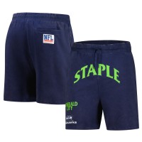 Seattle Seahawks NFL x Staple Navy Throwback Vintage Wash Fleece Shorts