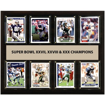 Dallas Cowboys Super Bowl XXVII, XXVIII, & XXX Champions 12 x 15 Plaque