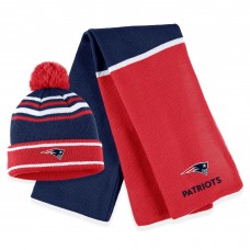 Шапка с помпоном Женская New England Patriots WEAR by Erin Andrews Red Colorblock and Scarf Set Шапка с помпоном Женская New England Patriots WEAR by Erin Andrews Red Colorblock and Scarf Set