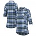 Женская Seattle Seahawks Concepts Sport College Navy Mainstay Plaid Full-Button Long Sleeve Nightshirt