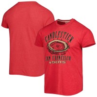 San Francisco 49ers Homage Scarlet Stadium Tri-Blend T-Shirt