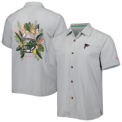 Рубашка с коротким рукавом Atlanta Falcons Tommy Bahama Coconut Point Frondly Fan Camp IslandZone - Gray