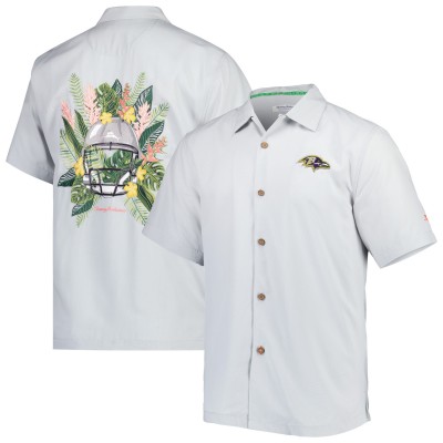 Рубашка с коротким рукавом Baltimore Ravens Tommy Bahama Coconut Point Frondly Fan Camp IslandZone - Gray