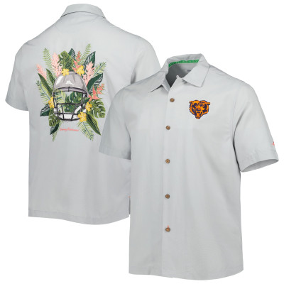 Рубашка Chicago Bears Tommy Bahama Gray Coconut Point Frondly Fan Camp IslandZone