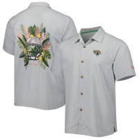 Jacksonville Jaguars Tommy Bahama Coconut Point Frondly Fan Camp IslandZone Button-Up Shirt - Gray