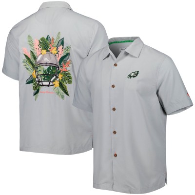 Рубашка с коротким рукавом Philadelphia Eagles Tommy Bahama Coconut Point Frondly Fan Camp IslandZone - Gray