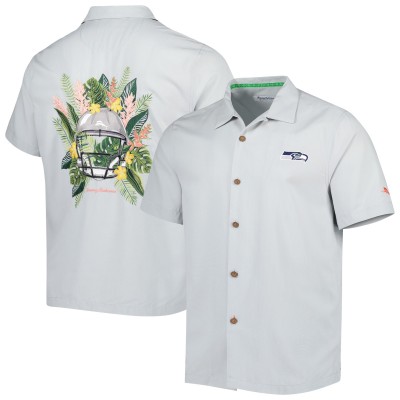 Рубашка с коротким рукавом Seattle Seahawks Tommy Bahama Coconut Point Frondly Fan Camp IslandZone - Gray