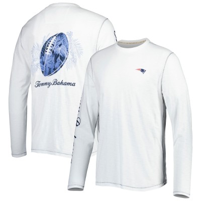 New England Patriots Tommy Bahama White Laces Out Billboard Long Sleeve T-Shirt