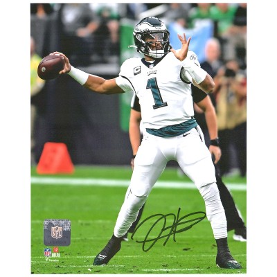Jalen Hurts Philadelphia Eagles Fanatics Authentic Autographed 8 x 10 White Jersey Throwing Photograph