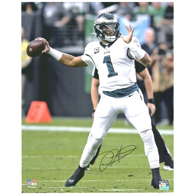 Jalen Hurts Philadelphia Eagles Fanatics Authentic Autographed 16 x 20 White Jersey Throwing Photograph