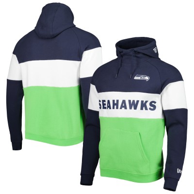 Толстовка Seattle Seahawks New Era Colorblock Current - Neon Green/College Navy