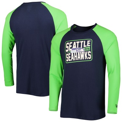 Футболка с длинным рукавом Seattle Seahawks New Era Current Raglan - College Navy
