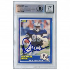 Autographed Dallas Cowboys Michael Irvin 1989 Score #18 Beckett Fanatics Witnessed Authenticated 10 Rookie Card