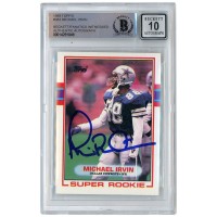 Autographed Dallas Cowboys Michael Irvin 1989 Topps #383 Beckett Fanatics Witnessed Authenticated 10 Rookie Card