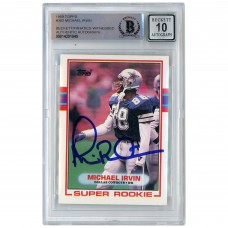 Autographed Dallas Cowboys Michael Irvin 1989 Topps #383 Beckett Fanatics Witnessed Authenticated 10 Rookie Card