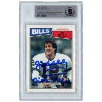 Autographed Buffalo Bills Jim Kelly 1987 Topps #362 Beckett Fanatics Witnessed Authenticated Rookie Card with BILLS MAFIA Inscription