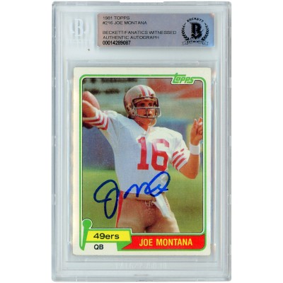 Autographed San Francisco 49ers Joe Montana 1981 Topps #216 Beckett Fanatics Witnessed Authenticated Card