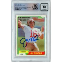 Autographed San Francisco 49ers Joe Montana 1981 Topps #216 Beckett Fanatics Witnessed Authenticated 10 Card