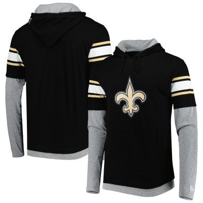 Футболка с длинным рукавом с капюшоном New Orleans Saints New Era Black