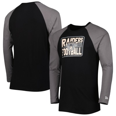 Футболка с длинным рукавом Las Vegas Raiders New Era Throwback Raglan - Black