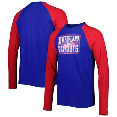 New England Patriots New Era Royal Throwback Raglan Long Sleeve T-Shirt