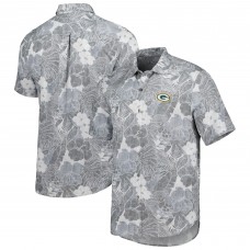 Green Bay Packers Tommy Bahama Coconut Point Playa Floral Camp IslandZone Button-Up Shirt - Gray